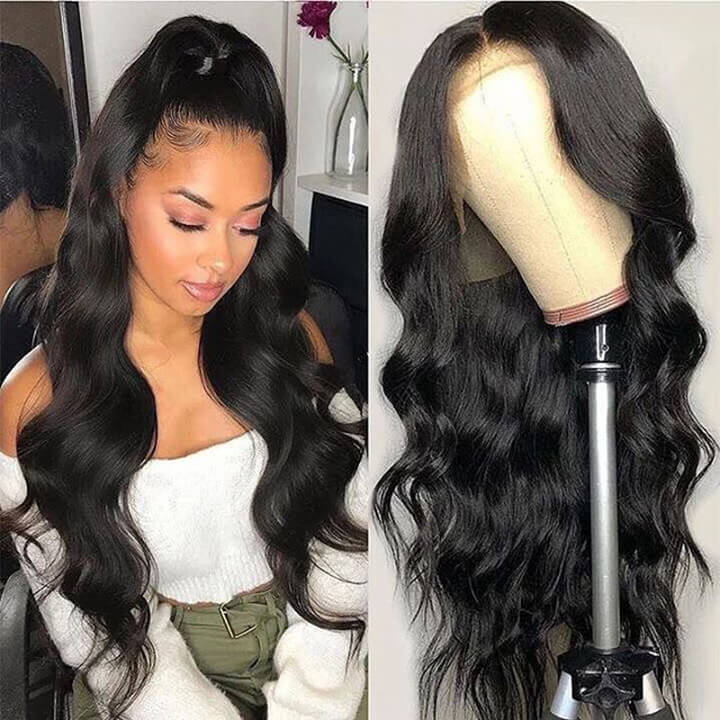 13x4 Body Wave Lace Front Wigs Raw Indian Remy Human Hair Wigs With Baby Hair Pre pulucked Hairline