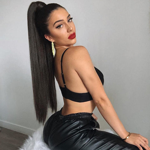 black 26" long ponytail