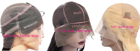 lace front wigs vs 360 lace frontal wigs vs full lace wigs