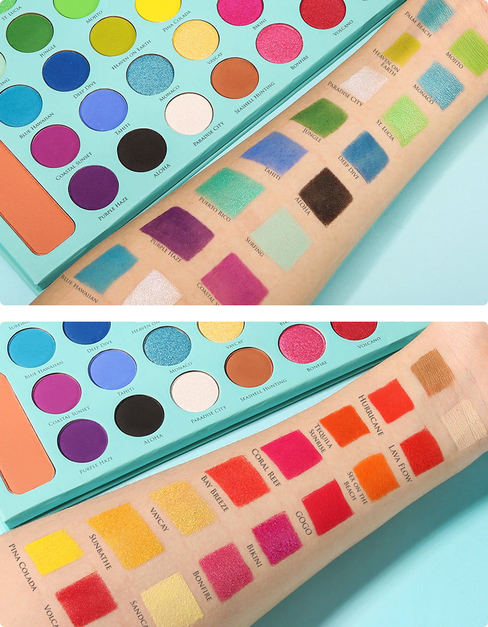 Docolor Eyeshadow palette Tropical 34 Color Eye Shadow Palette colorful eyeshadow glitter eyeshadow best eyeshadow palette Instagram eyeshadow euphoria makeup