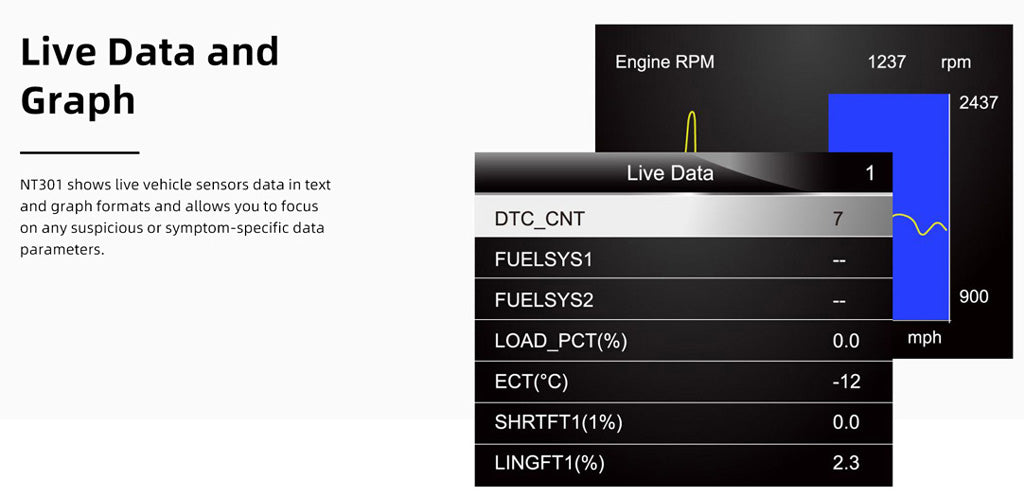 Foxwell NT301 Show Live Sensor Data