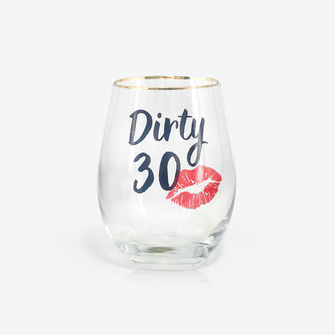 30th Birthday Stemless Wine Glass