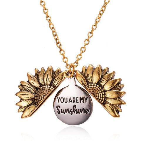 Vintage Sunflower Necklace You Are My Sunshine