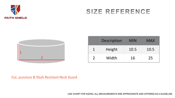 Cut, puncture & Slash Resistant Neck Guard size guide