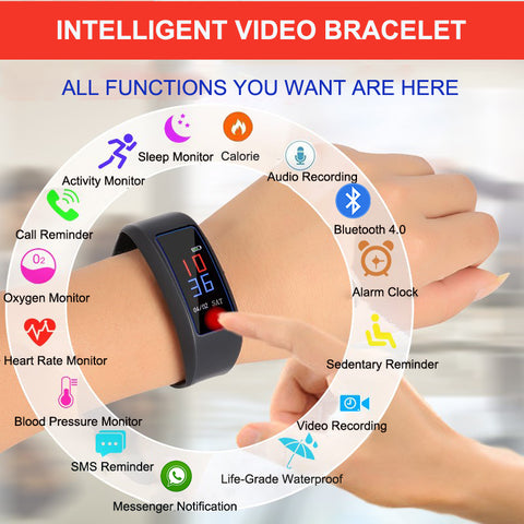 Full Hd 1080p Camera in Wearable Wrist Band Bracelet Video and Audio  Recorder Wristband with 32GB SD Card Portable Work 70 Minutes After Full  Charge