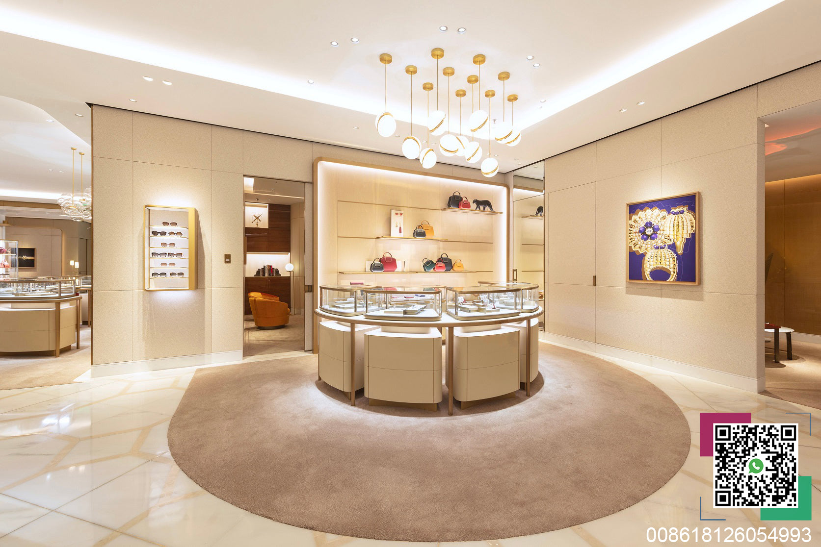 Cartier jewelry store round gold display area
