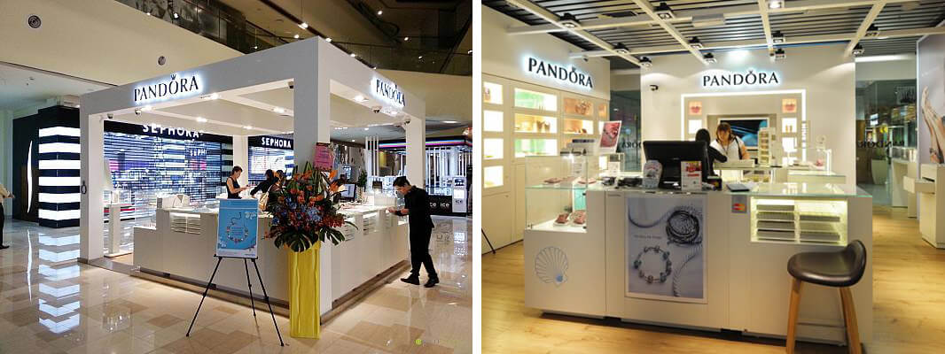 Pandora jewelry kiosk in the mall