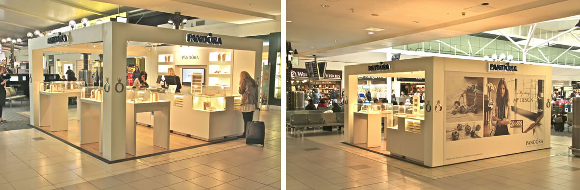 Pandora jewelry kiosk in the mall