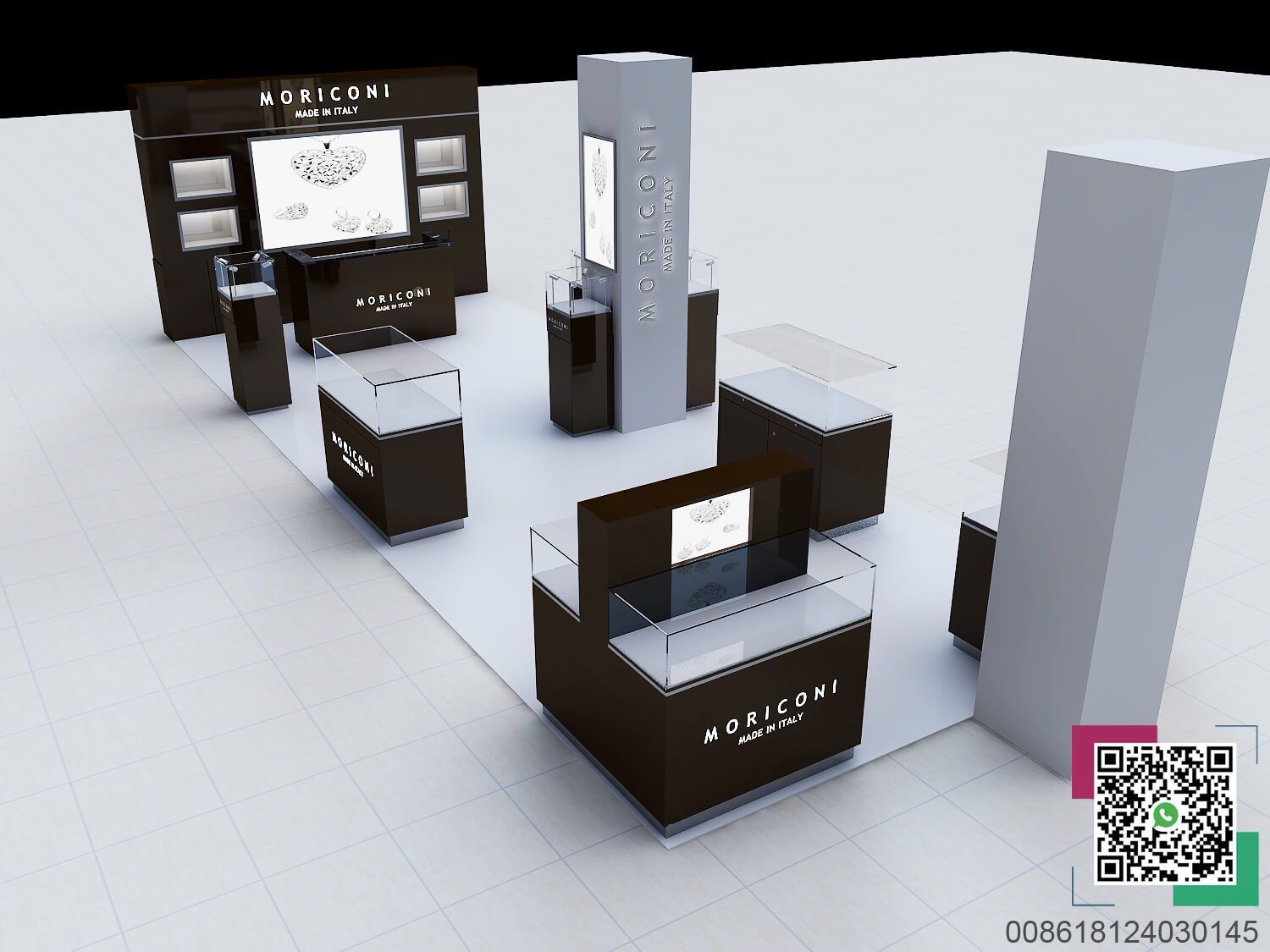 3D scene of MORICONI shop-in-shop jewelry store