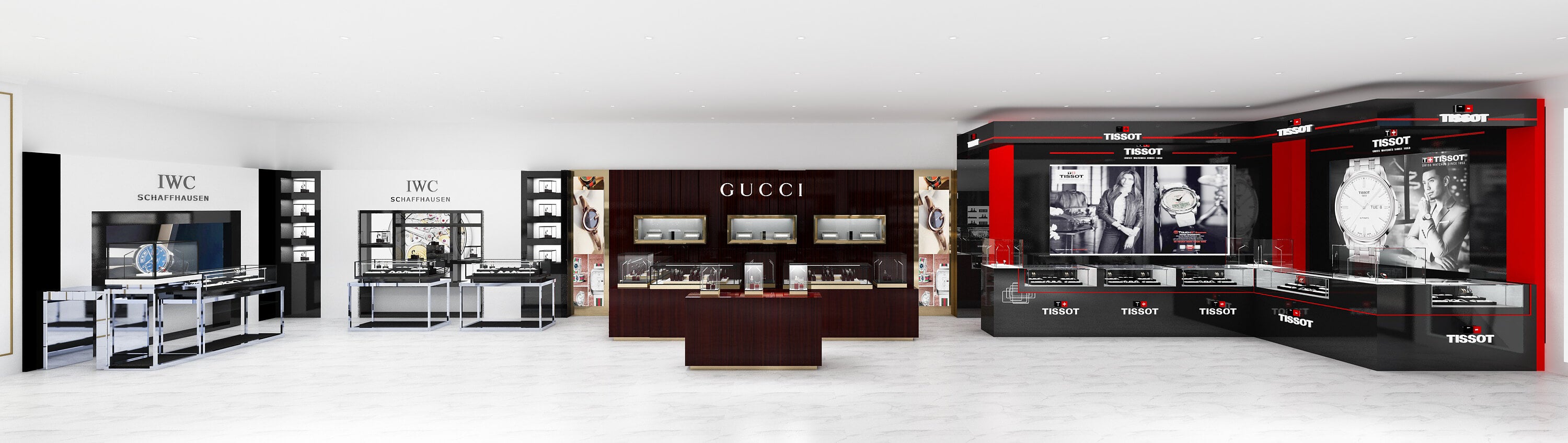 IWC, GUCCI, TISSOT watch stores in shopping malls