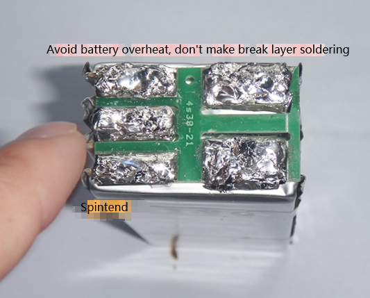 soldering battery cells in plate