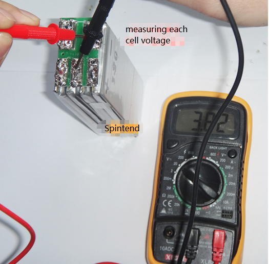 use multi meter to measure each cell voltage