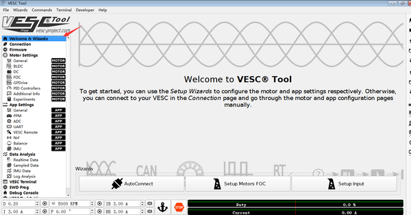 New Beginner using VESC Tool