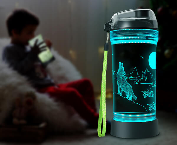Wolf 3D Light Up Water Bottle