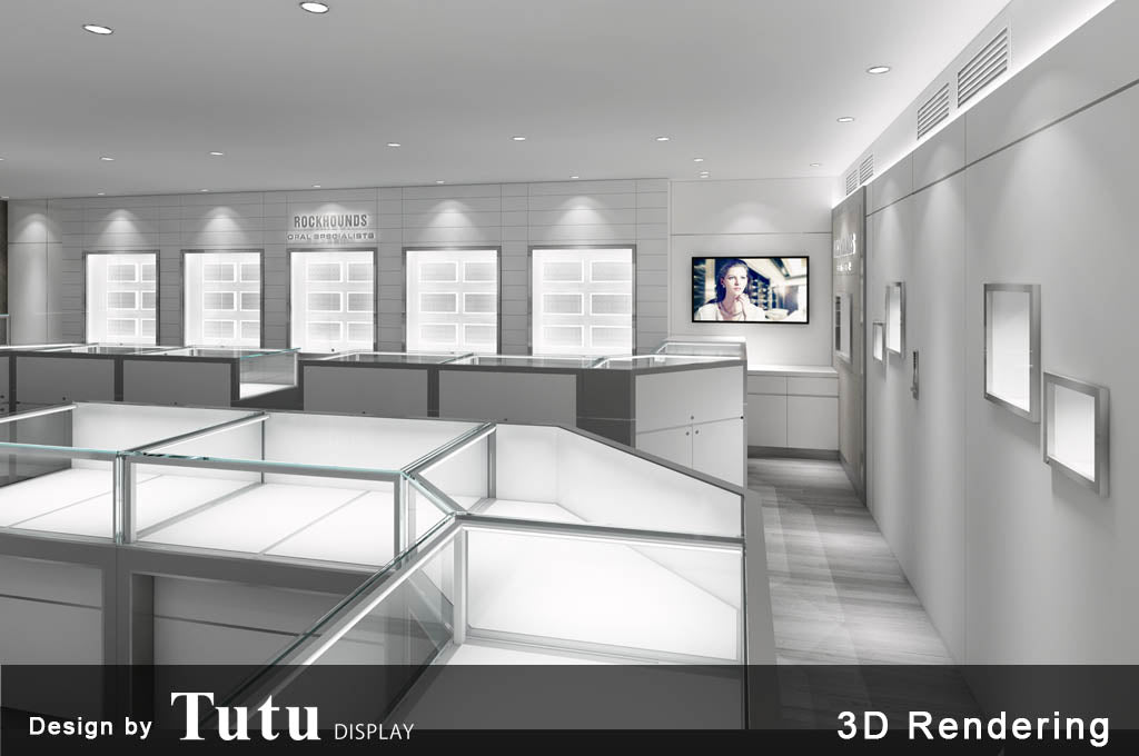 Display Case Showcase Glass Cabinet Retail Store Rendering
