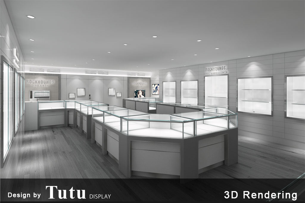 Display Case Showcase Glass Cabinet Retail Store Rendering
