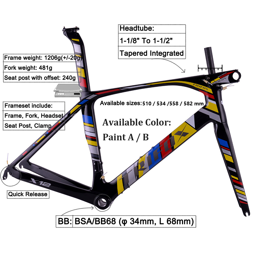Aero Road Bike Frameset Trifox X12