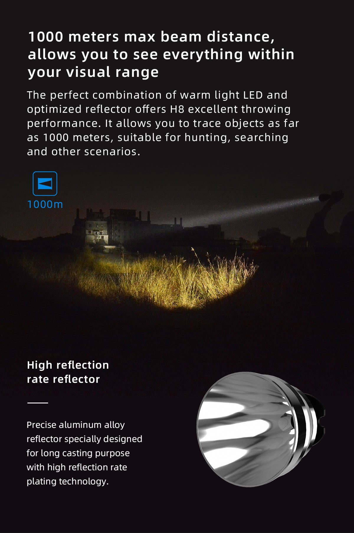 WUBEN H8 Long Beam Distance LED Flashlight