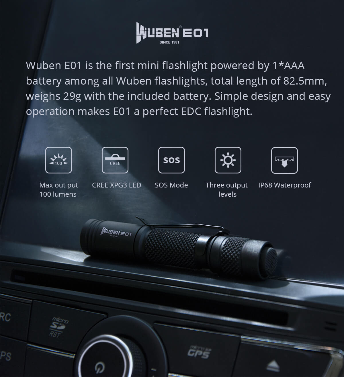 WUBEN E01 EDC 100 Lumens Keychain Flashlight