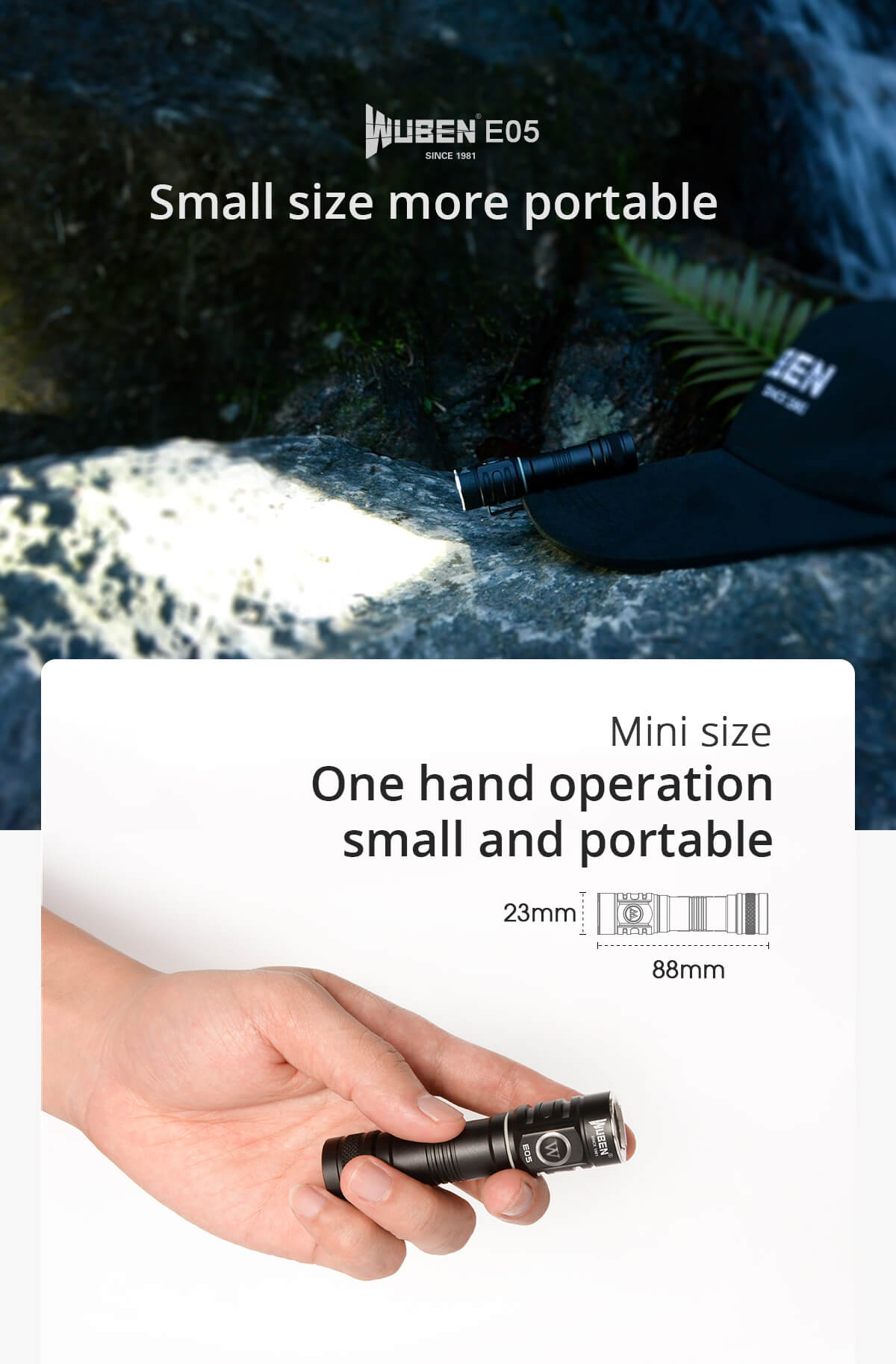 WUBEN E05 EDC Flashlight 900 Lumens Portable Rechargeable Waterproof 14500 Battery Mini Torch