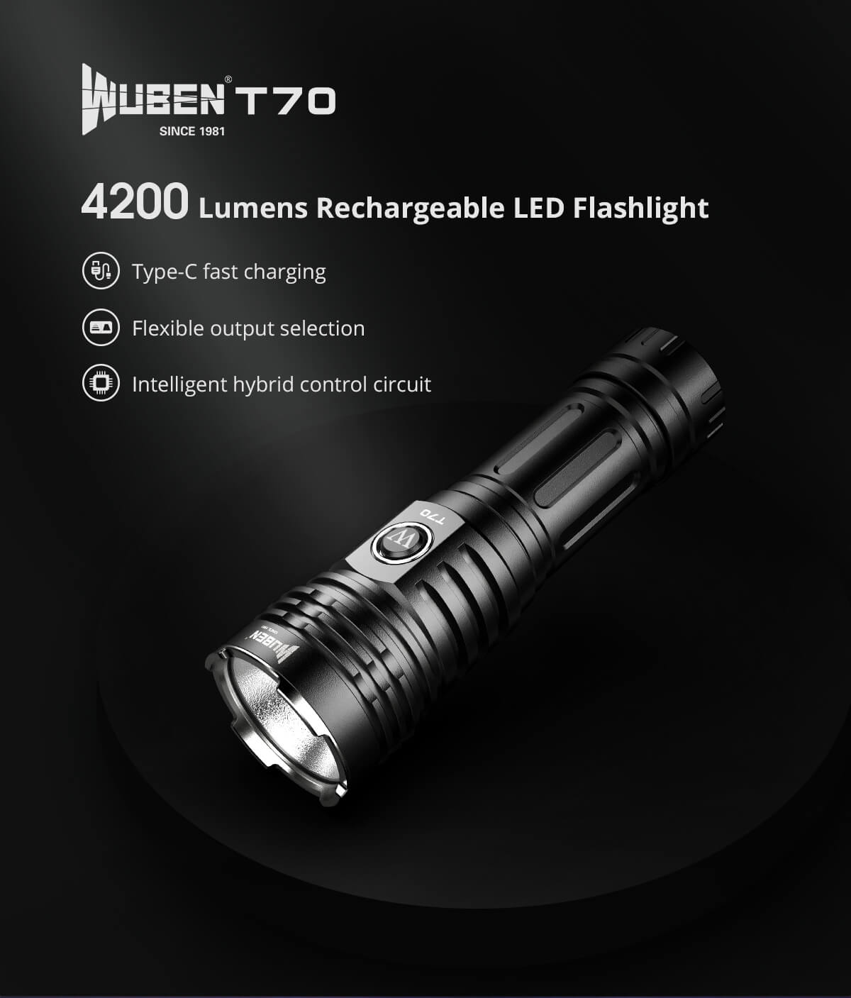WUBEN T70 4200 High Lumens Flashlight