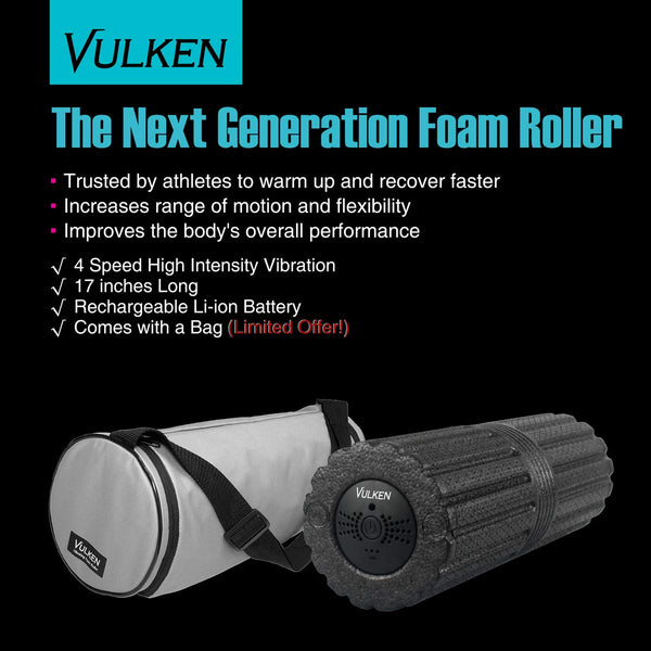 vulken17 inch vibrating foam roller electric muscle roller trigger point foam roller vibration high density foam rolling for runners self massager for deep tissue muscle recovery lower back pain