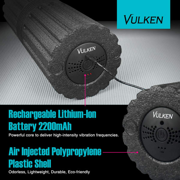 vulken17 inch vibrating foam roller electric muscle roller trigger point foam roller vibration high density foam rolling for runners self massager for deep tissue muscle recovery lower back pain