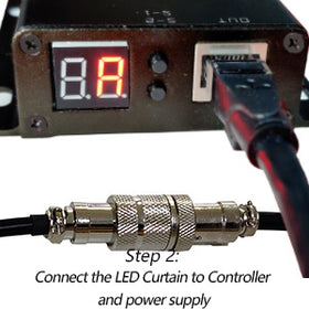 Step 2: Connect LED curtain to controller and power supply