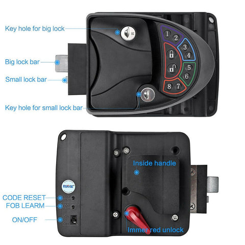 Black Remote-Control Metal RV Keyless Entry Door Lock-4