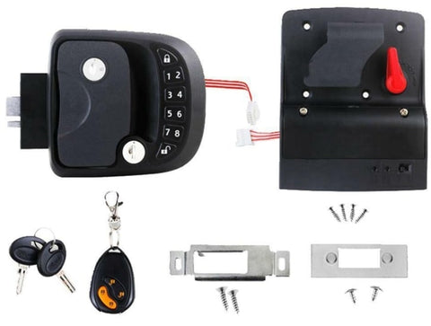 15M Remote-Control Black RV Keyless Entry Door Lock-4