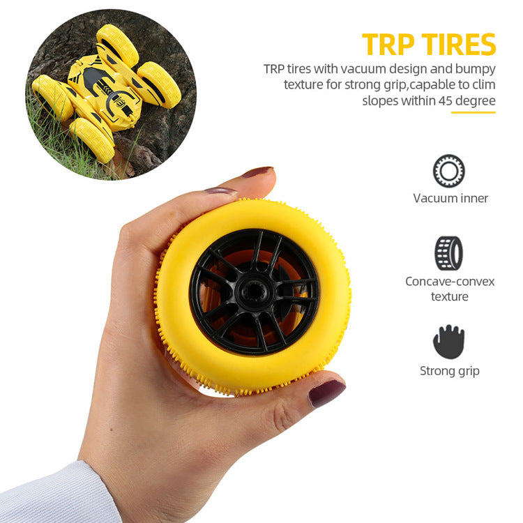 TRP tires with vacuum design and bumpy texture for strong grip, capable to climb slopes within 45	degree