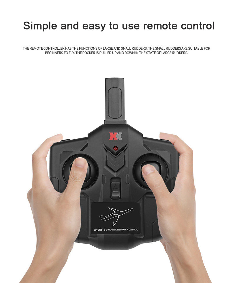 Simple and easy to use remote contro,THE REMOTE CONTROLLER HAS THE FUNCTIONS OF LARGE AND SMALL RUDDERS.THE SMALL RUDDERS ARE For BEGINNERS TO FLY.THE ROCKER IS PULLED UP AND DOWN IN THE STATE OF LARGE RUDDERS.