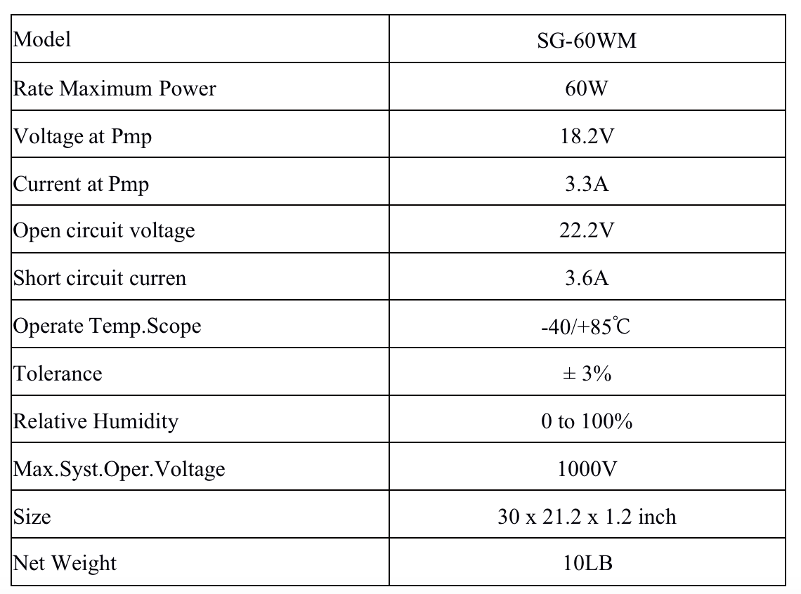 60W mono solar panel