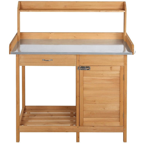 Cedar Wood and Zinc Potting Table