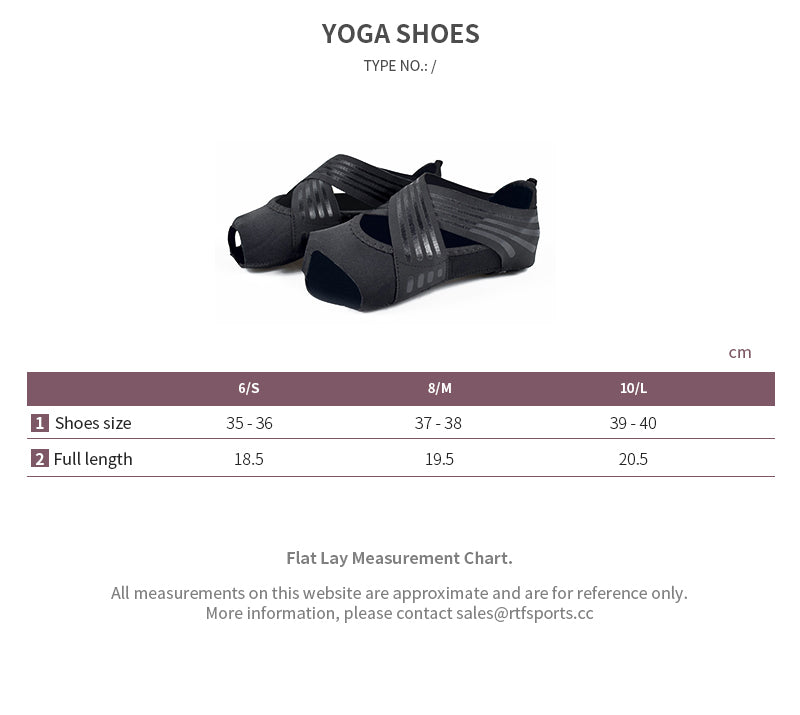 yoga shoes size chart