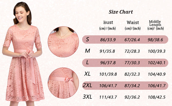 Size Chart Bridesmaid Dress Scoop Swing Formal Party Floral Lace Cocktail Dresses | Gardenwed