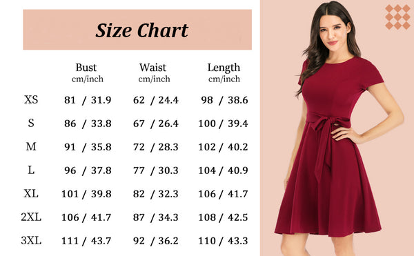 Size Chart Vintage Dresses Daily Scoop Casual Flared Party Dress with Belt | Gardenwed