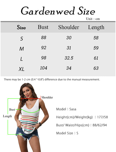 Women's Summer Top Knit Stripe Blouse Tank Tops Casual T-Shirts