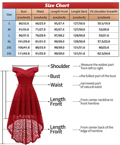 Size Chart Vintage Dresses Women’s Fashion Lace Dress | Gardenwed
