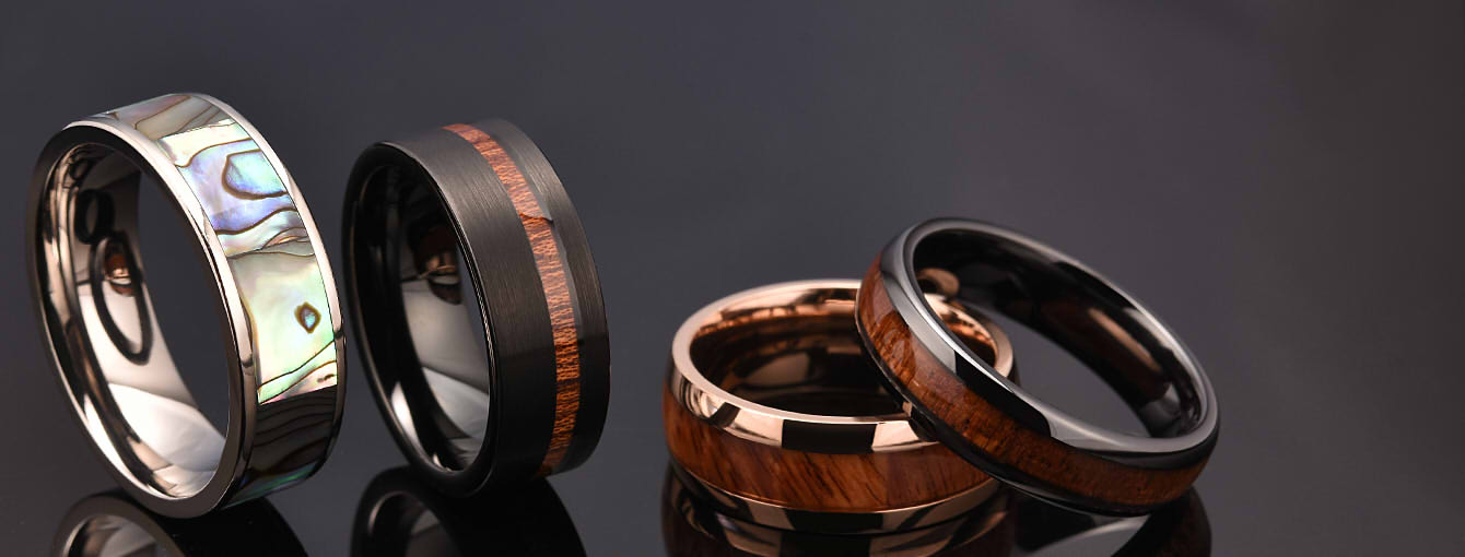 King Will Nature Tungsten Carbide Wedding Band 7mm Silver Brushed Ring with Wood Inlay Comfort Fit