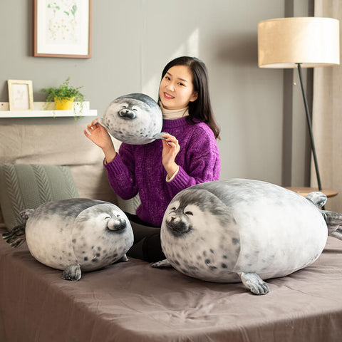 fluffy plush seal pillows