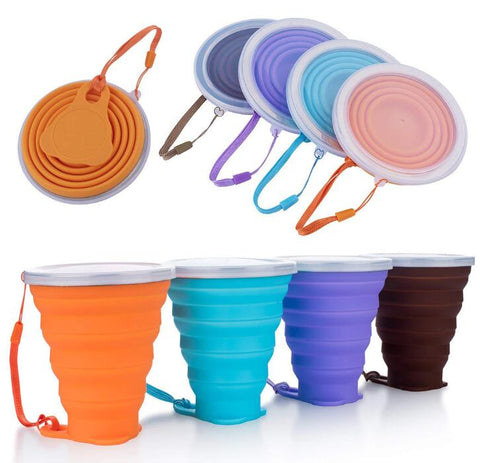 Folding Travel Water Cup Coloured Portable Outdoor Coffee cup BPA FREE Food Grade