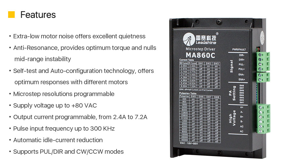 Cloudray MA860C 36-80VDC 1.58-7.2A Leadshinie 2-Фазный Драйвер.