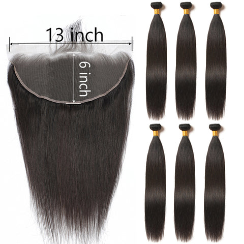 Brazilian Straight Transparent Lace 13x6 Frontal Closure 100% Remy Human Hair Lace Closure Free/Middle Part Natural Color 150% density