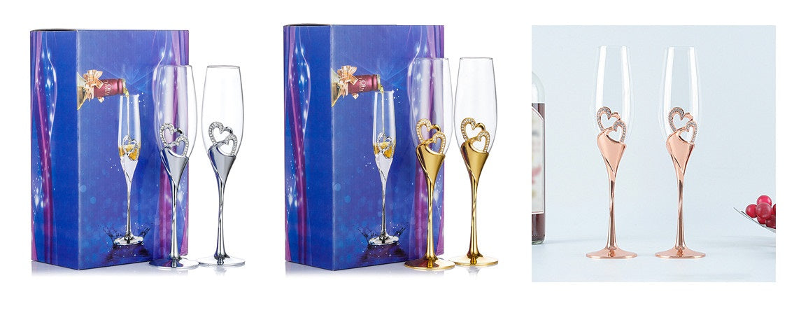 Dual Heart Champagne Flutes