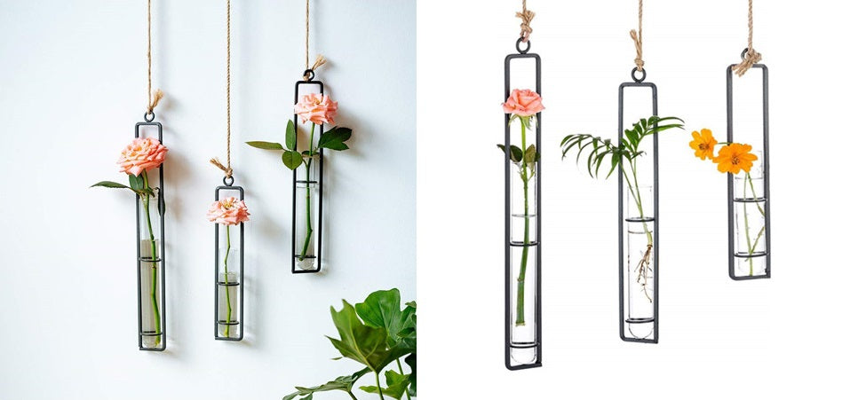 Hanging Iron Glass Vase