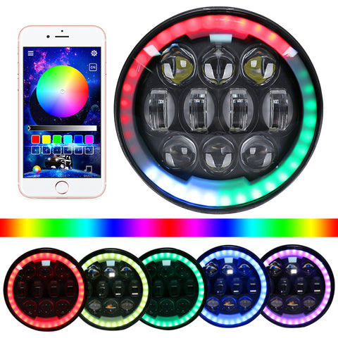 5.75 Inch RGB Angel Eye Harley Headlight