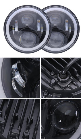 7 Inch Jeep Headlight With Halo Ring