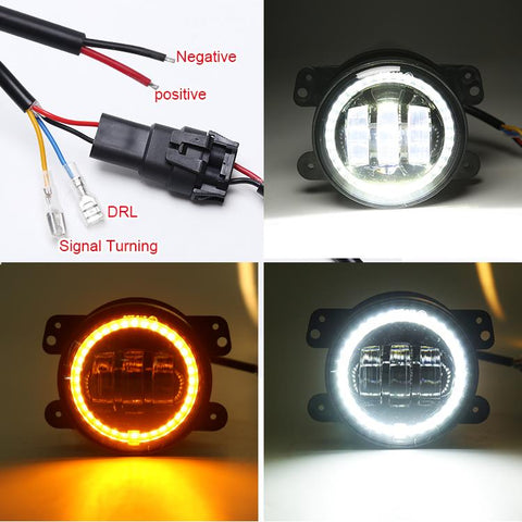 LOYO 4 Inch Fog Light Bulb With Angle Eyes For Jeep JK JKU