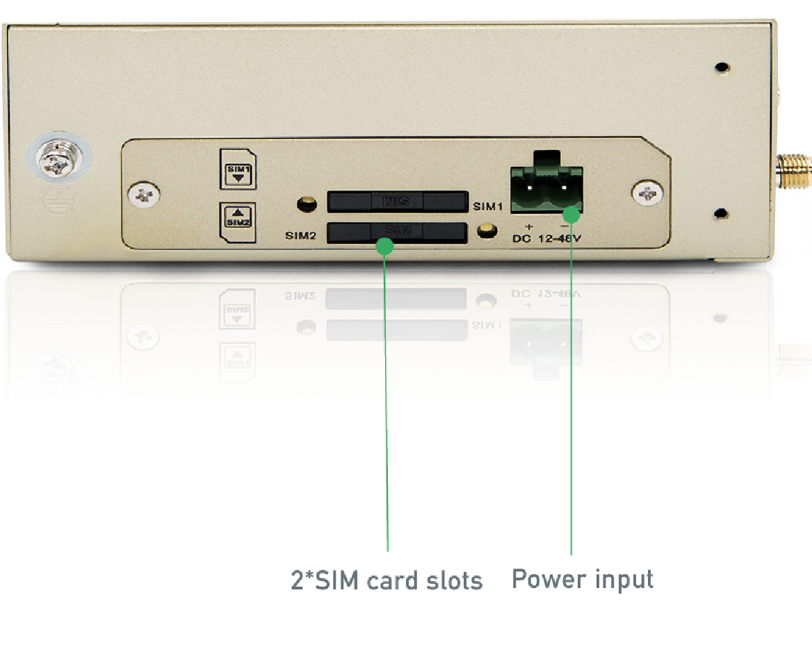 IR900 with 2 SIM slots, power input